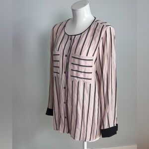 Vince Camuto Cream and Black Striped Blouse